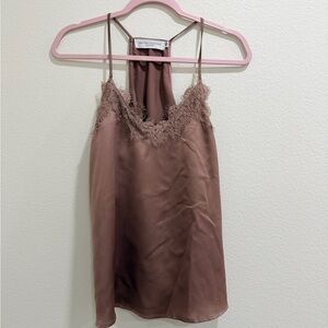 Nectar Clothing Brown Lace Trim Cami Top
